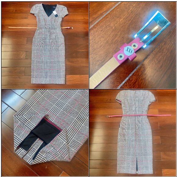 *NWT* Made in Canada Check-Print V-Neck Belted Dress (with pockets!) - Size XXS - Picture 11 of 16